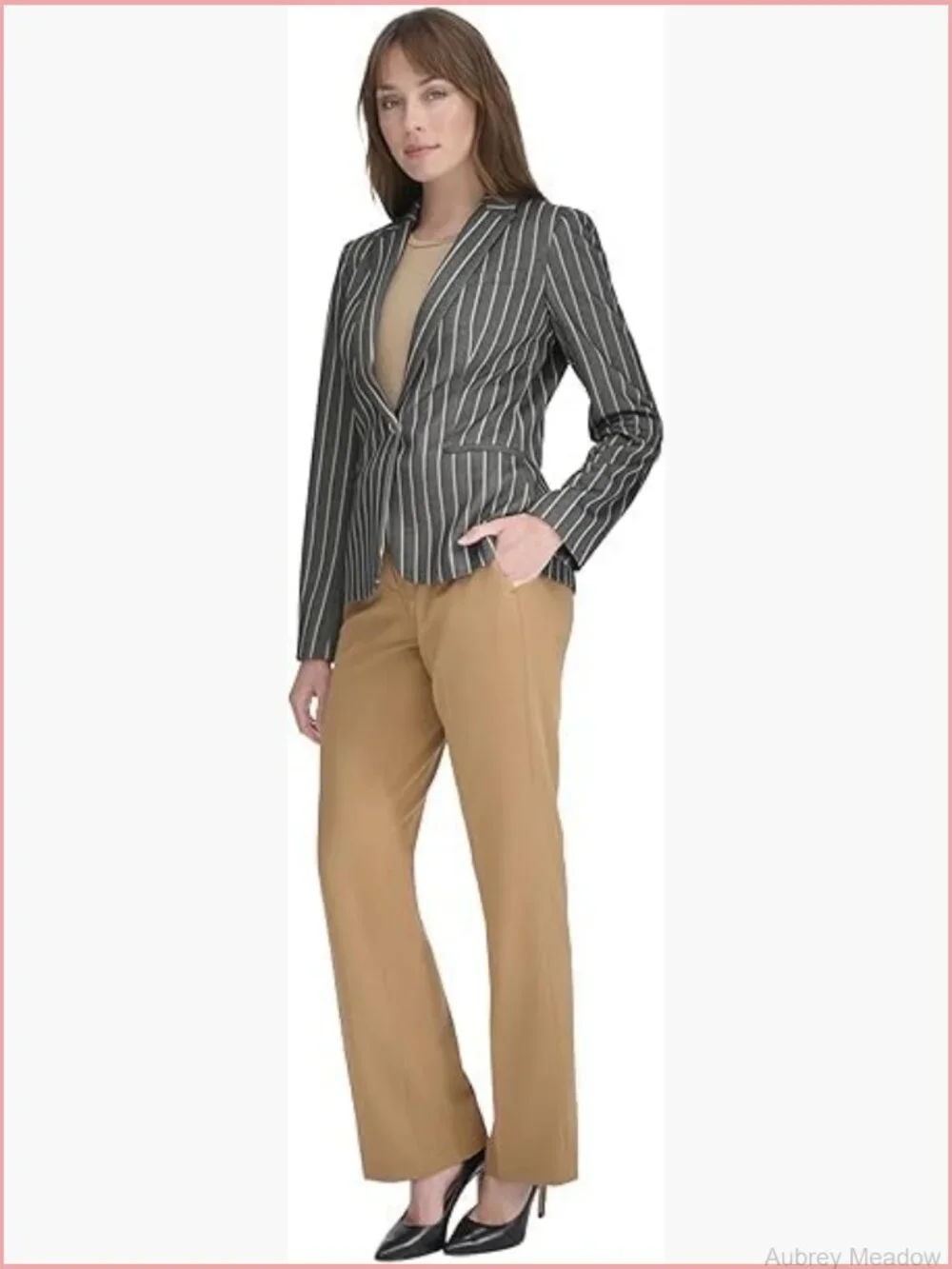 Single Button Notch Collar Blazer Jacket Work Suit Office